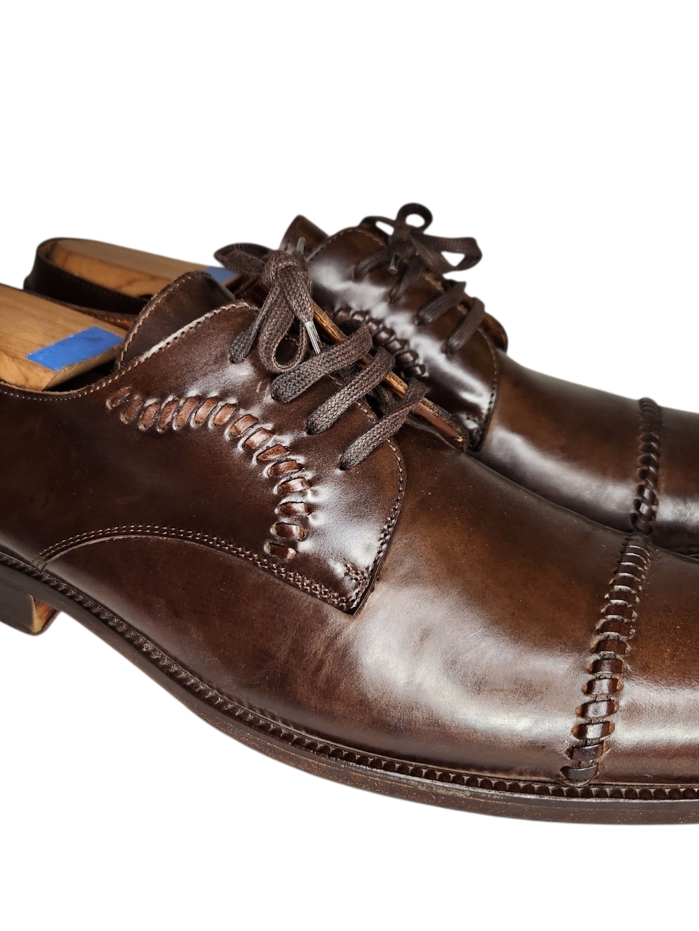 HAND MADE IN ITALY JOHN VARVATOS MEN BROWN LEATHER CAPTOE SHOES SIZE 11/12